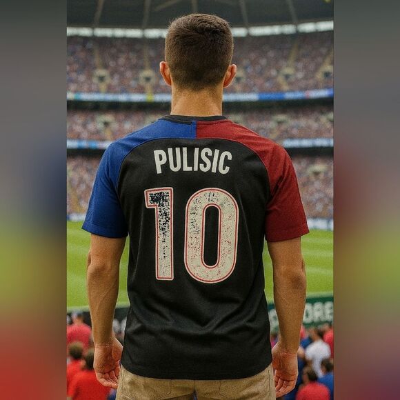 US Soccer Pulisic Nike Jersey Shirt Kit Black Away USA 10 M 2016 2017 Sporty Ath - Picture 1 of 7